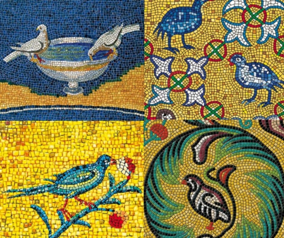 Mosaiques utilisées sur les étiquettes des vins de la maison Feudi di San Gregorio