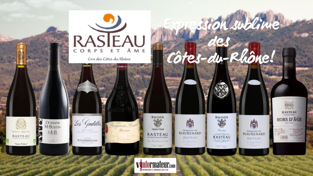 Dégustation de vins du cru Rasteau.  bouteilles