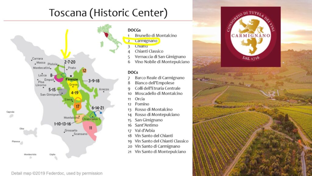 Carte viticole Toscana, Carmignano DOCG